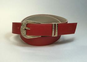 Пояс для брюк кожаный, артикул F 260 красный, в комплекте 12 штук