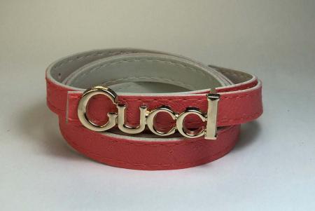 Ремень с пряжкой Gucci, 1.5 см., артикул F 240 коралловый, в комплекте 12 штук