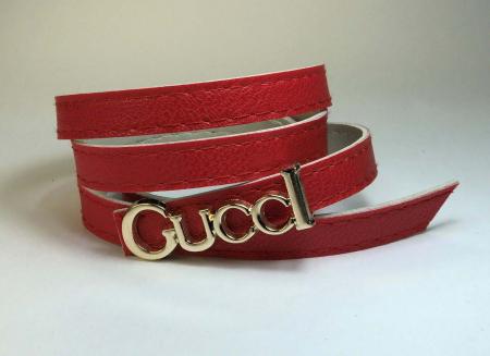 Пояс женский с пряжкой Gucci оптом, 1.5 см., артикул F 240 красный, в комплекте 12 штук