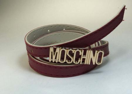 Женский ремень оптом с пряжкой Moschino, 1.5 см., артикул F 242 бордовый, в комплекте 12 штук